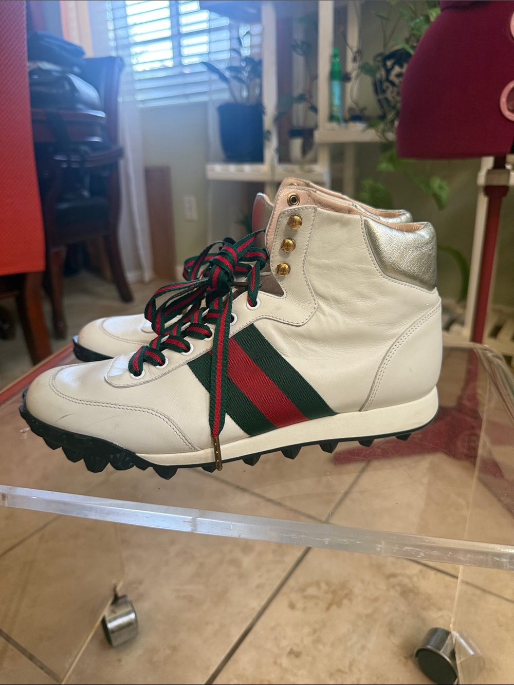 Gucci white leather high-top sneakers - no box - Picture 4 of 16